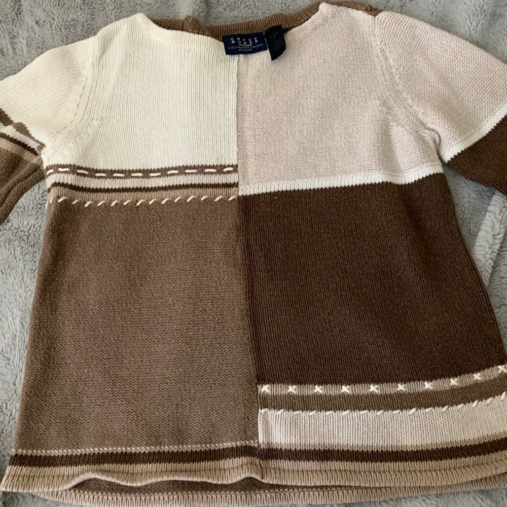 Brown Color Block Knitted Sweater